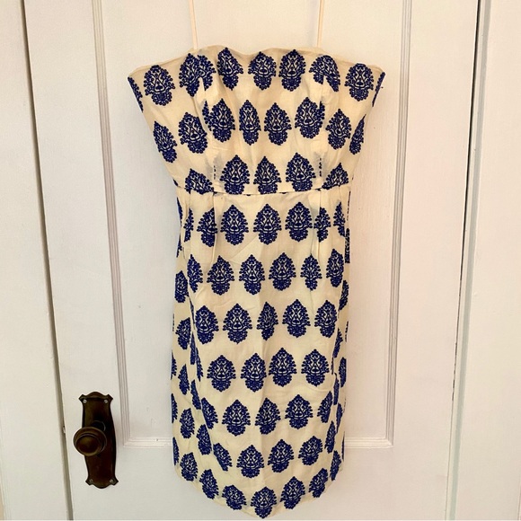 J. Crew size 6 strapless dress with embroidery - Picture 1 of 6